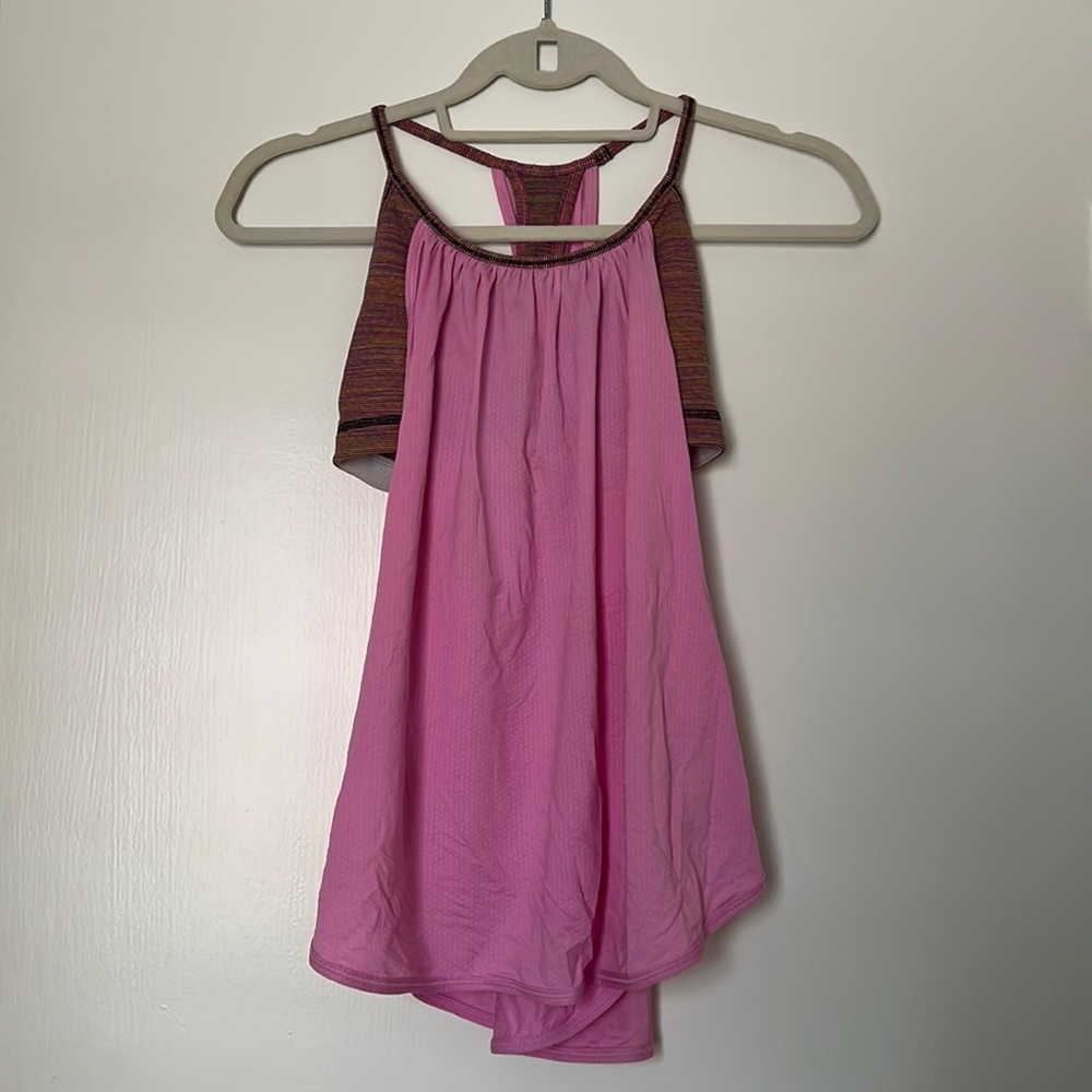 LuluLemon top pink and colored stripes